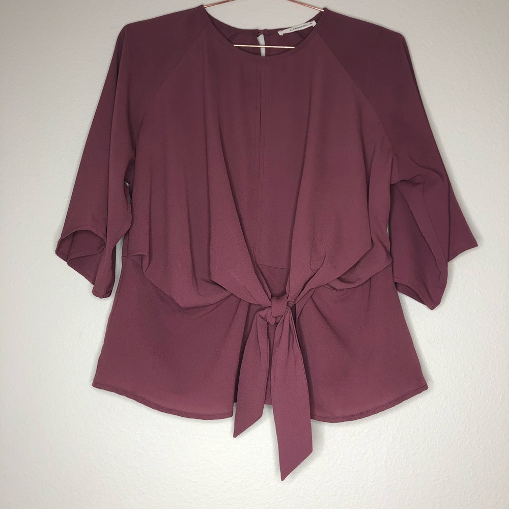 Caramela Peplum Front-Tie Blouse